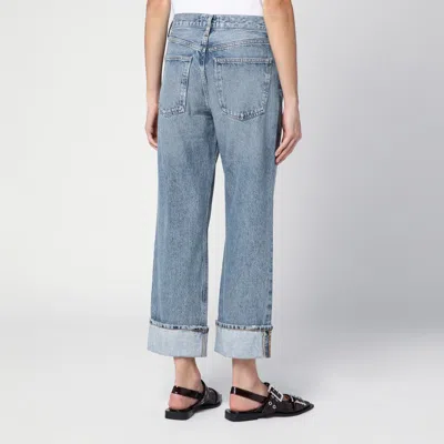 Agolde Fran High Rise Ankle Straight Jeans In Dwell In Light Blue