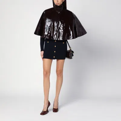 Chloé Short Shiny Lacquered Cape In Brown