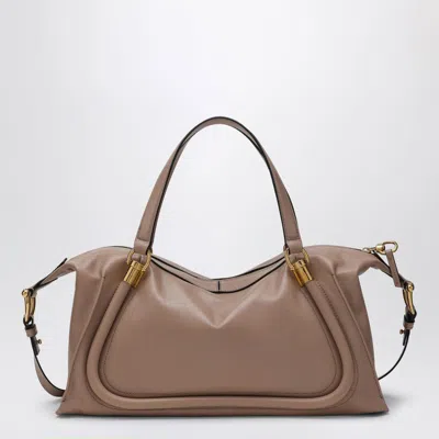 Chloé Paraty 24 Bag In Shiny Deep Beige Leather In Beige