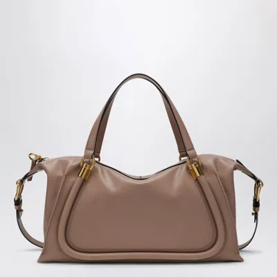 Chloé Paraty 24 Bag In Shiny Deep Beige Leather In Beige