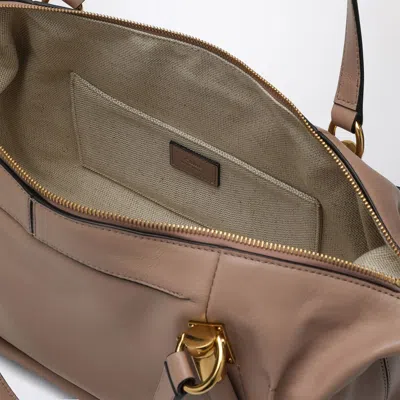 Chloé Paraty 24 Bag In Shiny Deep Beige Leather In Beige