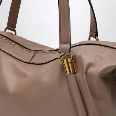 Chloé Paraty 24 Bag In Shiny Deep Beige Leather In Beige
