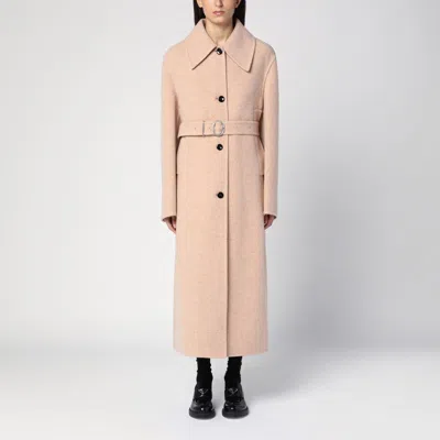 Jil Sander Single-breasted Belted Wool Coat In Pink