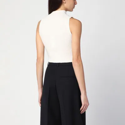 Calvin Klein Ribbed Wool Waistcoat In White