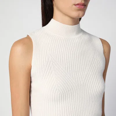 Calvin Klein Ribbed Wool Waistcoat In White