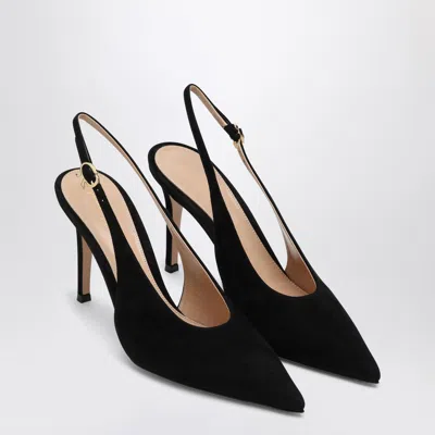 Gianvito Rossi High Suede Slingback With Buckle Detail In Black