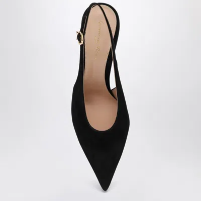 Gianvito Rossi High Suede Slingback With Buckle Detail In Black