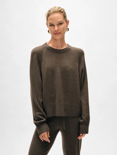 White + Warren Cashmere Sweatshirt In Russet Brown In Russet Brown