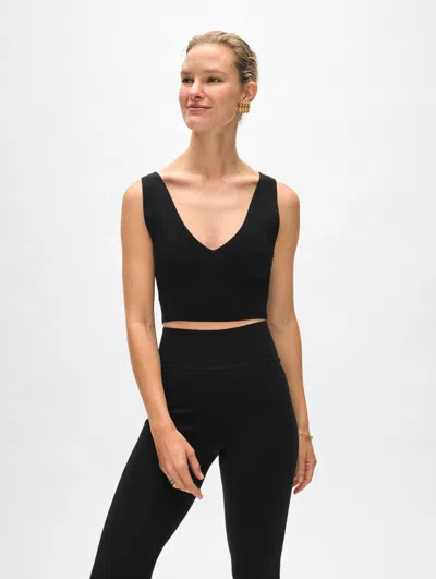 White + Warren Superfine Merino Bralette Sweater In Black In Black