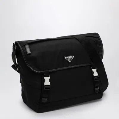 Shop Prada Black Re-nylon And Saffiano Shoulder Bag