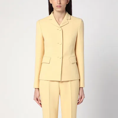 Shop Gucci Cream Coloured Wool Crêpe Jacket In White