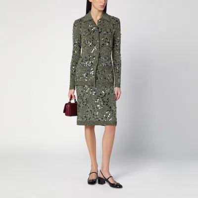 Gucci Dark Green Viscose And Tweed Blend Skirt Women