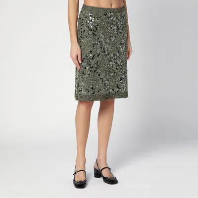 Gucci Dark Green Viscose And Tweed Blend Skirt Women