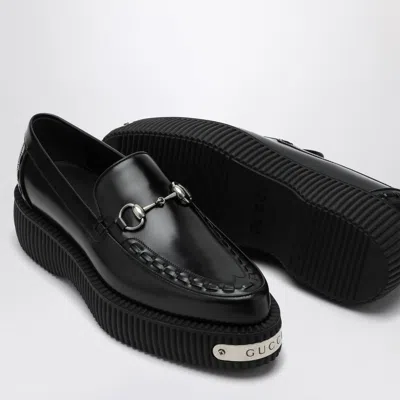 Shop Gucci Black  Horsebit Creeper Loafers