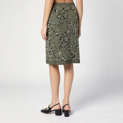 Gucci Dark Green Viscose And Tweed Blend Skirt Women
