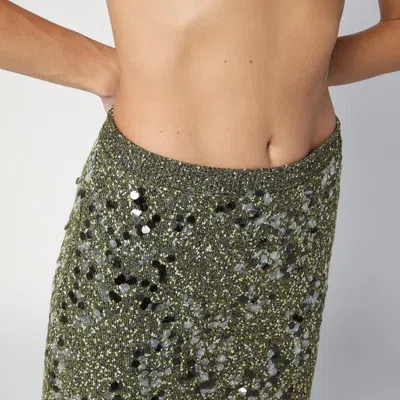 Gucci Dark Green Viscose And Tweed Blend Skirt Women