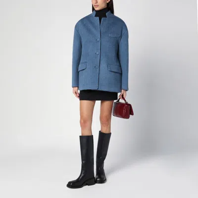 Gucci Wool Blend Melange Aviator Jacket Women In Grey