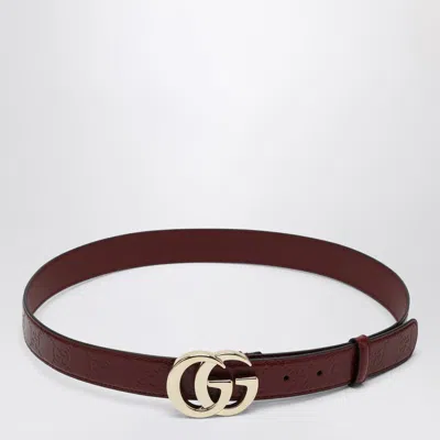 Gucci Gg Marmont Rosso Ancora Leather Belt In Red