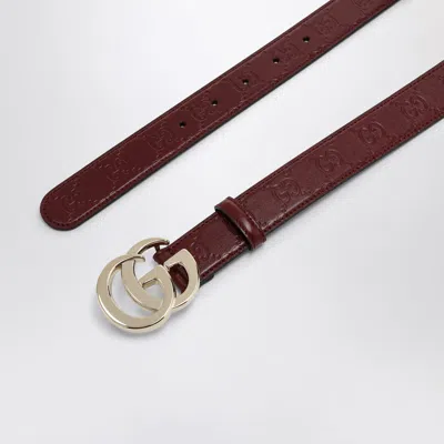 Gucci Gg Marmont Rosso Ancora Leather Belt In Red