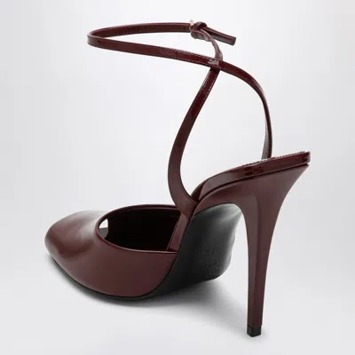 Shop Saint Laurent La Scandale Sandal In Burgundy Patent Leather