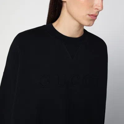 Shop Gucci Black Cotton Blend Sweatshirt