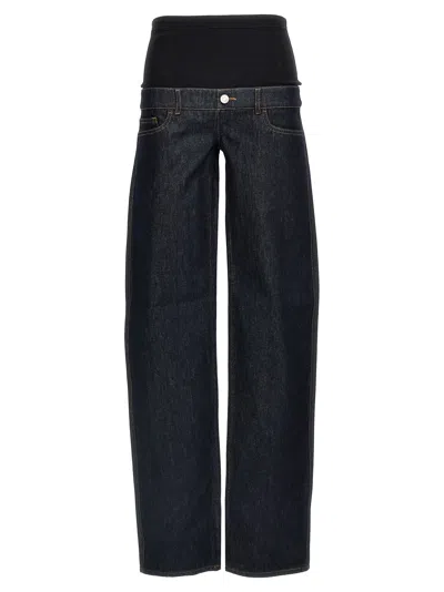 Shop Coperni Jersey Hybrid Jeans In Blue