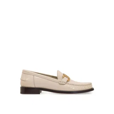 Ferragamo Maryan Patent Gancini Bit Loafers In White
