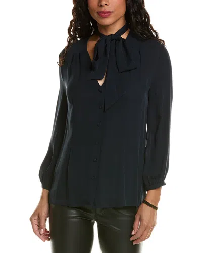 Elie Tahari Silk Scarf Blouse In Blue