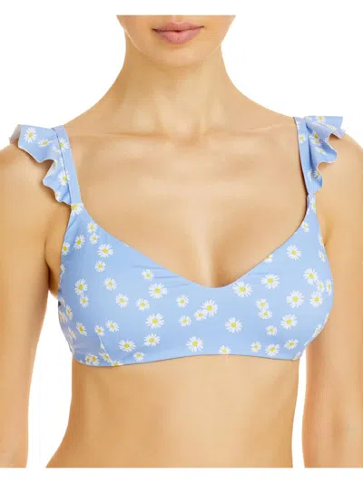 Aqua Swim Womens Fringed Thin Strap Bikini Swim Top In Blue
