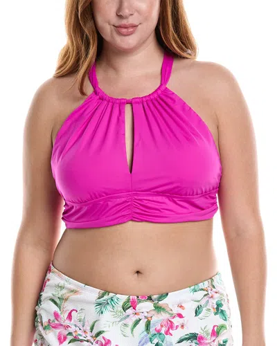 La Blanca Ig High Neck Midline Top In Pink