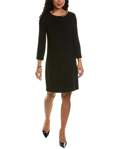 Shop Elie Tahari Chain Trim Shift Dress In Black