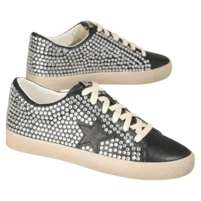 MIRACLE MILES WOMEN'S RHINESTONE STAR SNEAKERS IN BLACK 