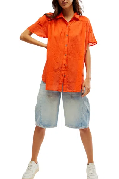 Free People Float Away Shirt In Zesty In Orange