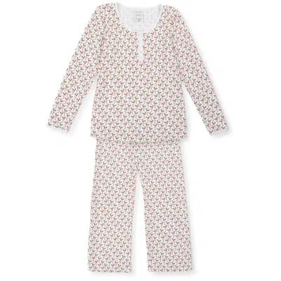 Lila + Hayes Women's Christmas Pajama Set In Candy Cane & Holly In Multi
