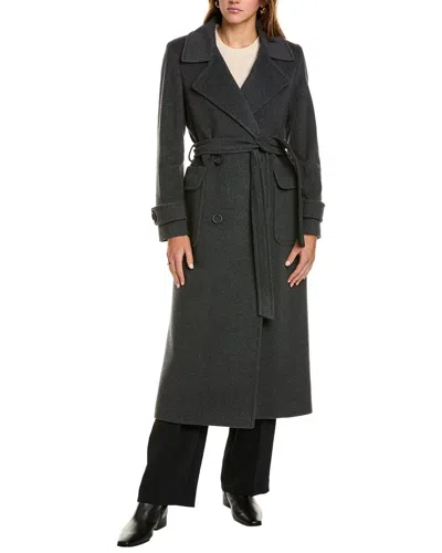 Cinzia Rocca Icons Long Wool & Cashmere-blend Trench Coat In Grey
