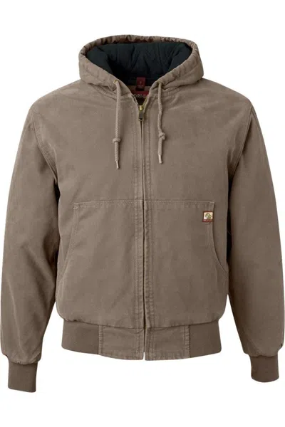 Dri Duck Cheyenne Boulder Cloth Hooded Jacket With Tricot Quilt Lining In Grey