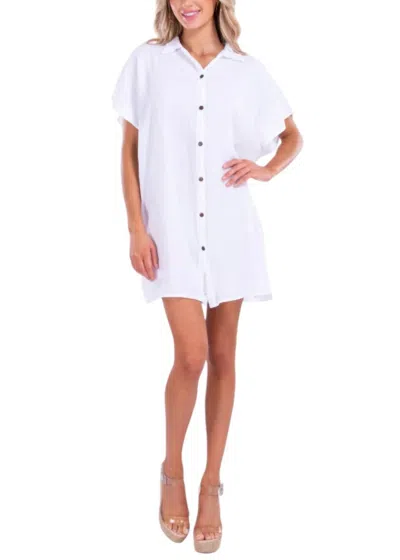 Seaspice Button Down Cotton Dress In White In White