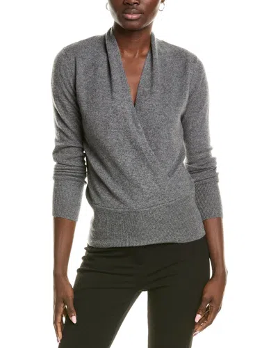 Sofiacashmere Modern Faux Wrap Cashmere Sweater In Grey