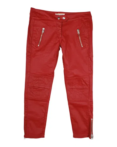 Isabel Marant X H & M Waxed Biker Jeans In Red Cotton In Red
