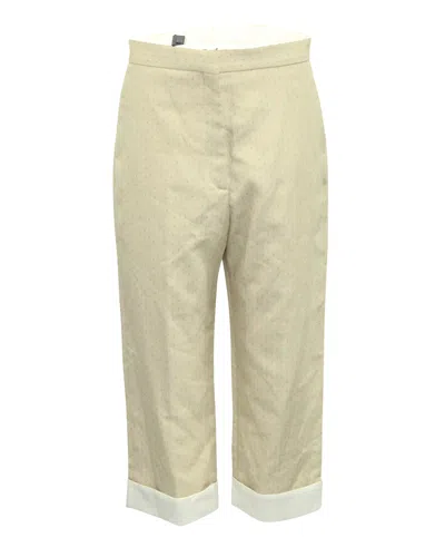 Sandro Microprint Cropped Wide Trouser In Beige Polyester In Beige