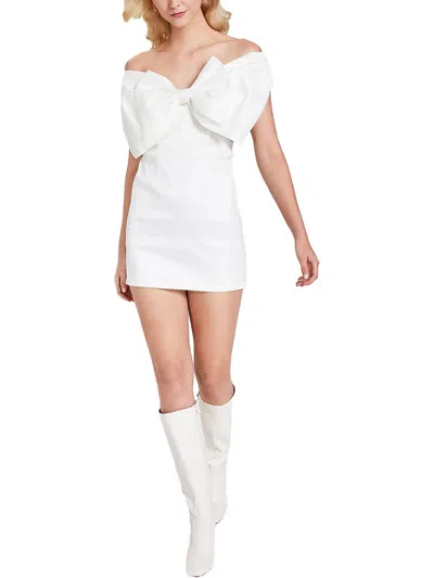 Bardot Bow Off-the-shoulder Mini Dress In White