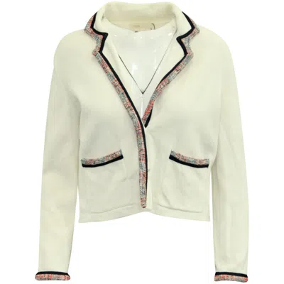 Maje Lock Knit Cardigan In White Cotton In White