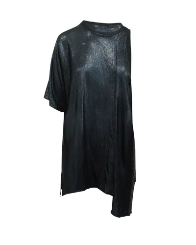 Golden Goose One-sleeve T-shirt In Navy Blue Viscose In Silver