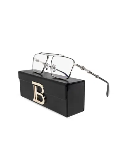 Balmain Brigade 6 Rectangular Glasses In Silver