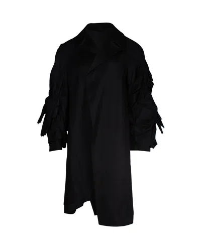 Comme Des Garçons Comme Des Garcons Asymmetrical Bow Sleeve Coat In Black Cotton In Black
