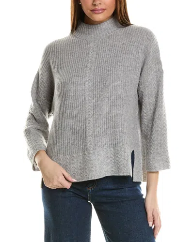 Hannah Rose Shaker Cable Turtleneck Wool & Cashmere-blend Sweater In Grey
