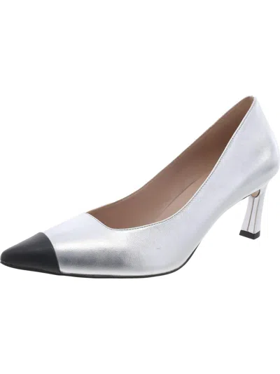 27 Edit Mara Womens Leather Pointed Toe Pumps In Silver