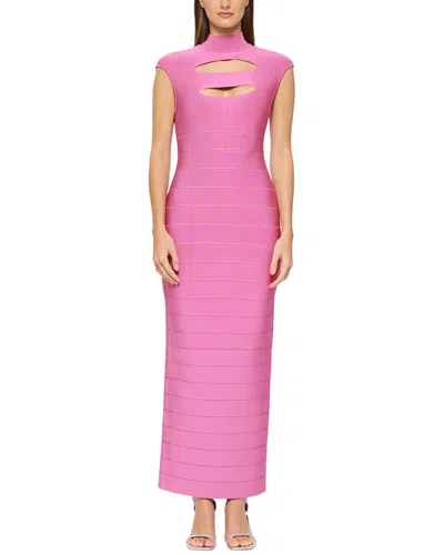 Herve Leger Cutout Bandage Gown In Pink