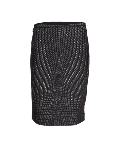 Diane Von Furstenberg Jacquard Pencil Skirt In Black Wool In Black