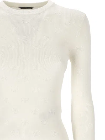 Balenciaga Bb-pattern Open-knit Jumper In White